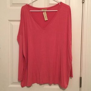 Long sleeve V neck Piko top